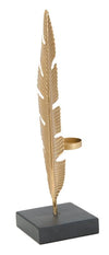 Mauro Ferretti Decoratiune metalica cu suport lumanare, Leaf Glam Auriu / Negru, L10xl10xH34 cm
