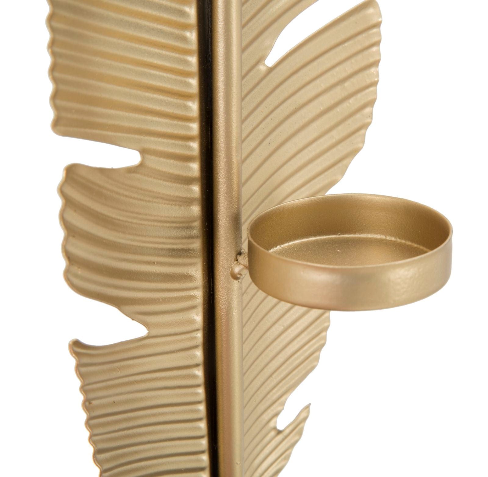 Mauro Ferretti Decoratiune metalica cu suport lumanare, Leaf Glam Auriu / Negru, L10xl10xH34 cm