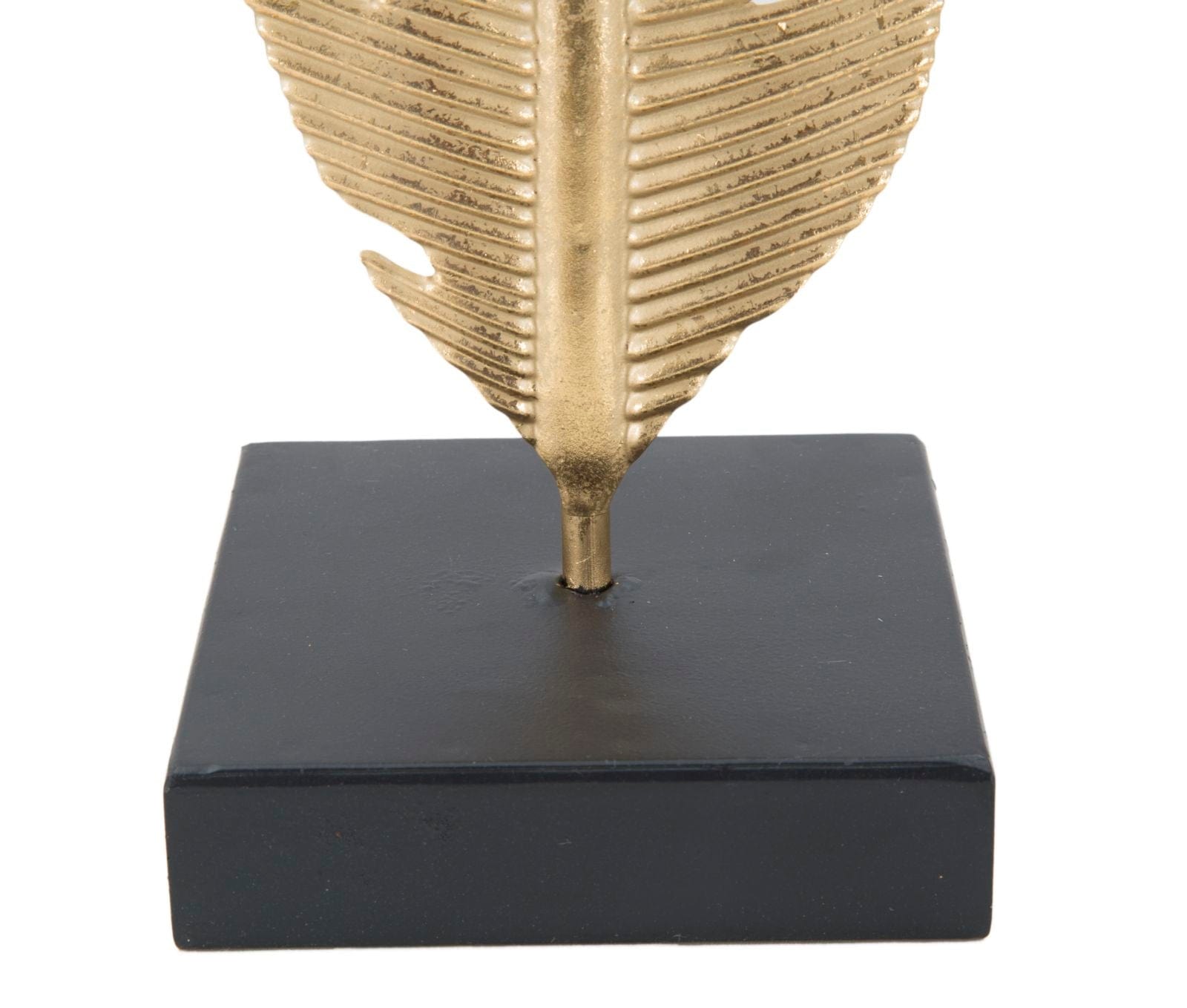 Mauro Ferretti Decoratiune metalica cu suport lumanare, Leaf Glam Auriu / Negru, L10xl10xH34 cm