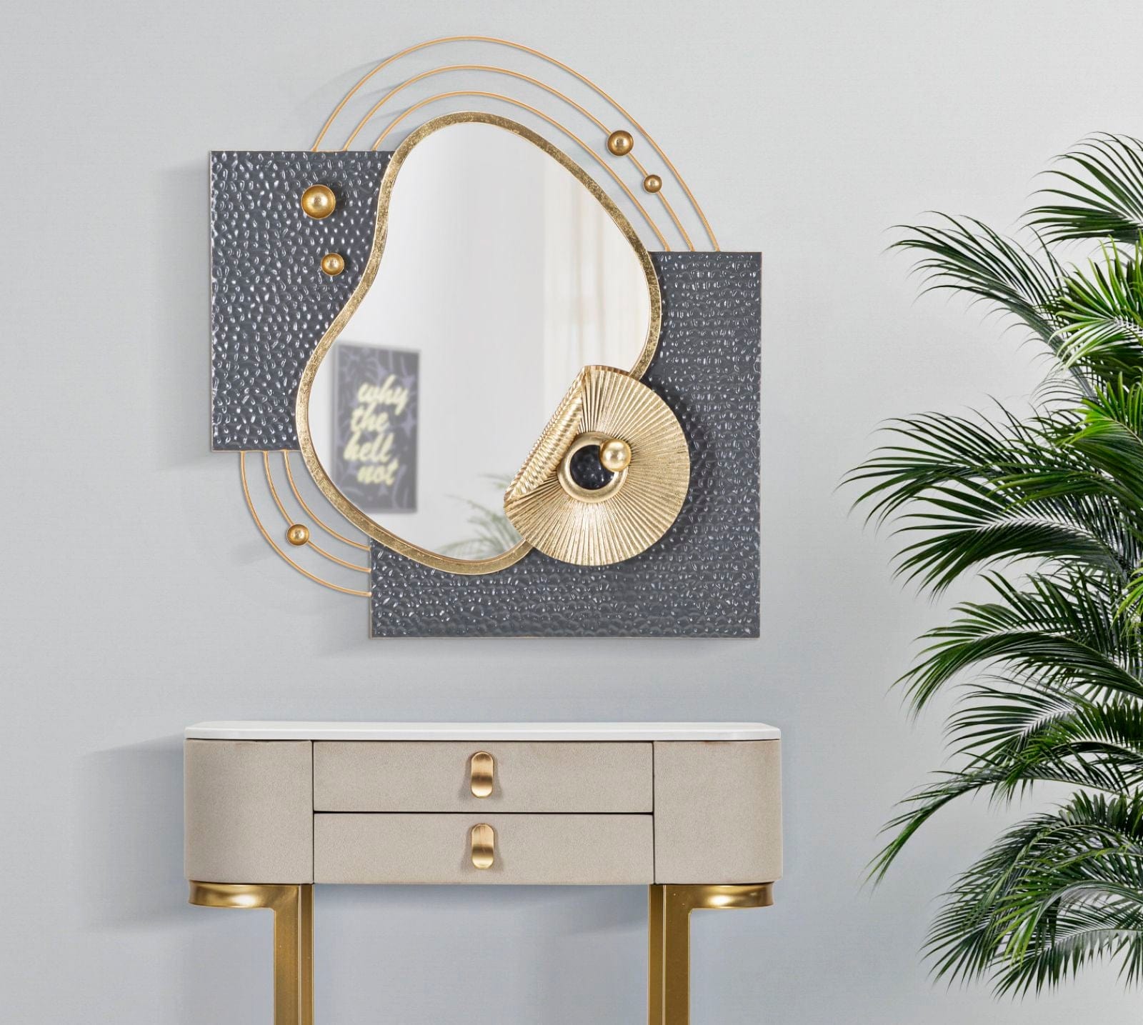 Mauro Ferretti Decoratiune metalica de perete, cu oglinda, Art Multicolor, l80xA7xH72,4 cm