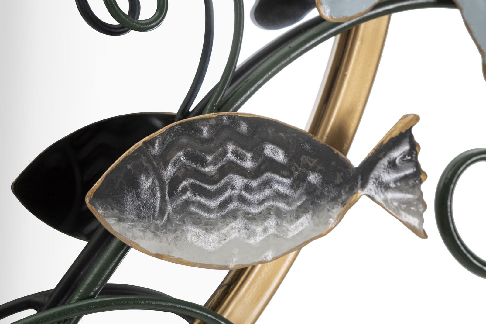 Mauro Ferretti Decoratiune metalica de perete, cu oglinda, Fish Multicolor, l88,9xA7,6xH65,4 cm