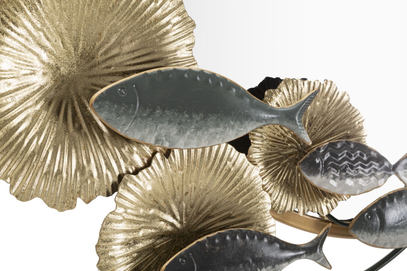 Mauro Ferretti Decoratiune metalica de perete, cu oglinda, Fish Multicolor, l88,9xA7,6xH65,4 cm