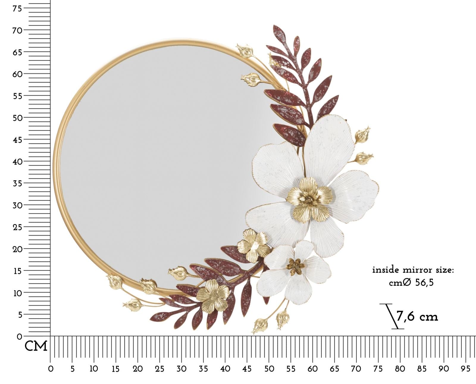 Mauro Ferretti Decoratiune metalica de perete, cu oglinda, Flot Multicolor, l74,9xA7,6xH72,4 cm