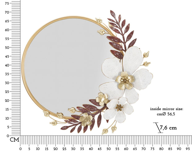 Mauro Ferretti Decoratiune metalica de perete, cu oglinda, Flot Multicolor, l74,9xA7,6xH72,4 cm