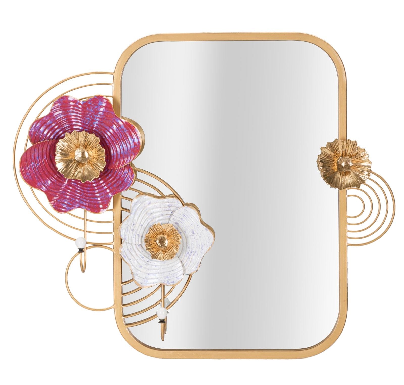 Mauro Ferretti Decoratiune metalica de perete, cu oglinda, Lovis Multicolor, l75xA9,5xH64,1 cm