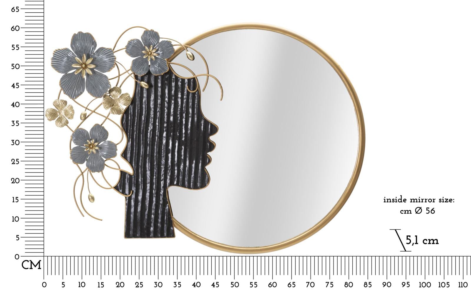 Mauro Ferretti Decoratiune metalica de perete, cu oglinda, Woman Multicolor, l81,9xA7xH61 cm