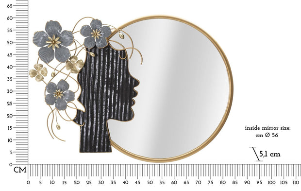 Mauro Ferretti Decoratiune metalica de perete, cu oglinda, Woman Multicolor, l81,9xA7xH61 cm