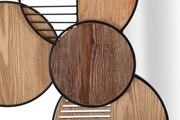 Mauro Ferretti Decoratiune metalica de perete, cu oglinda, Woody Multicolor, l123,2xA4,4xH63,5 cm