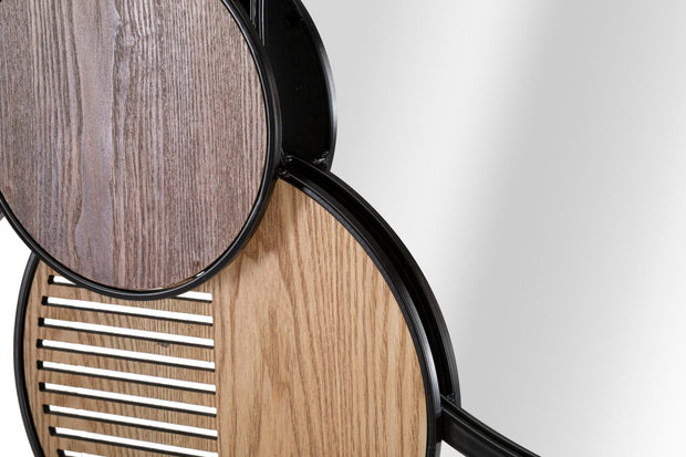 Mauro Ferretti Decoratiune metalica de perete, cu oglinda, Woody Multicolor, l123,2xA4,4xH63,5 cm