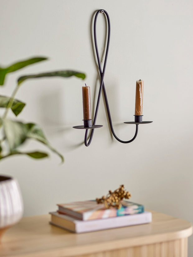 Decoratiune metalica de perete, cu suport lumanare, Florentin Negru, l28xH41 cm (2)