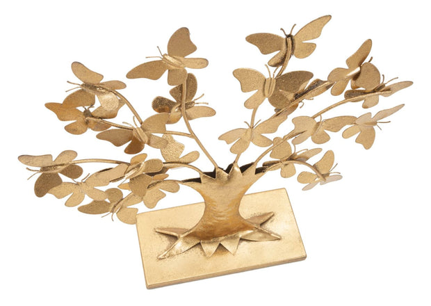 Mauro Ferretti Decoratiune metalica, Tree Glam With Butterfly Auriu, L30xl8xH31 cm