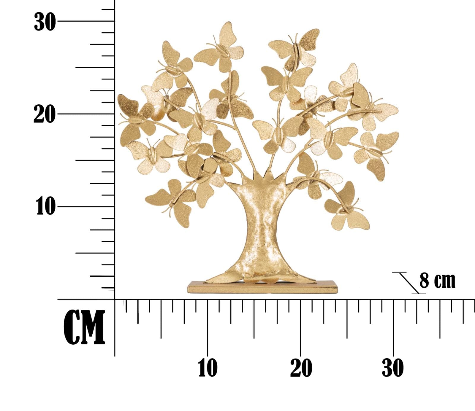 Mauro Ferretti Decoratiune metalica, Tree Glam With Butterfly Auriu, L30xl8xH31 cm