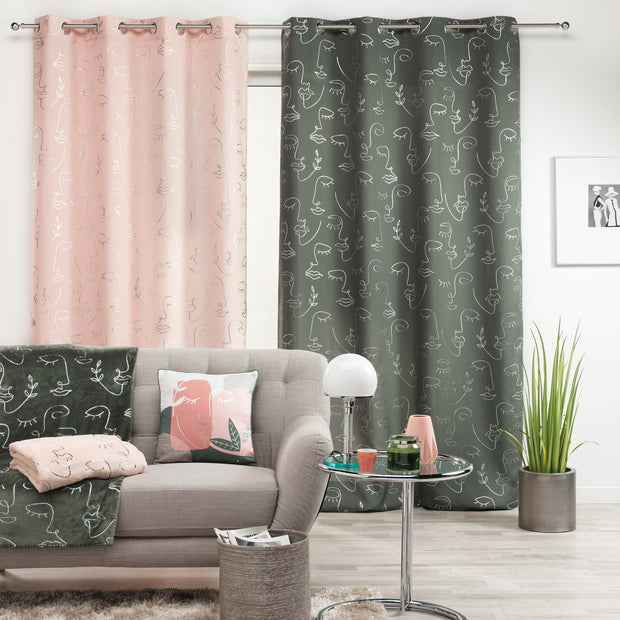 U10 Draperie Arty Line Kaki / Argintiu, 140 x 260 cm