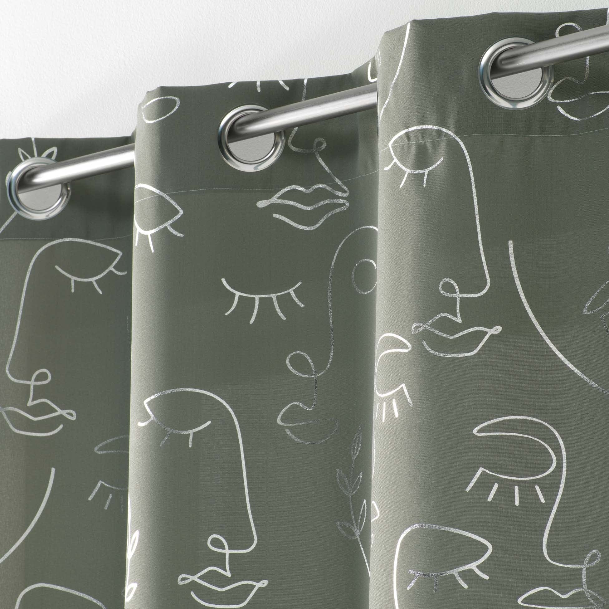 U10 Draperie Arty Line Kaki / Argintiu, 140 x 260 cm