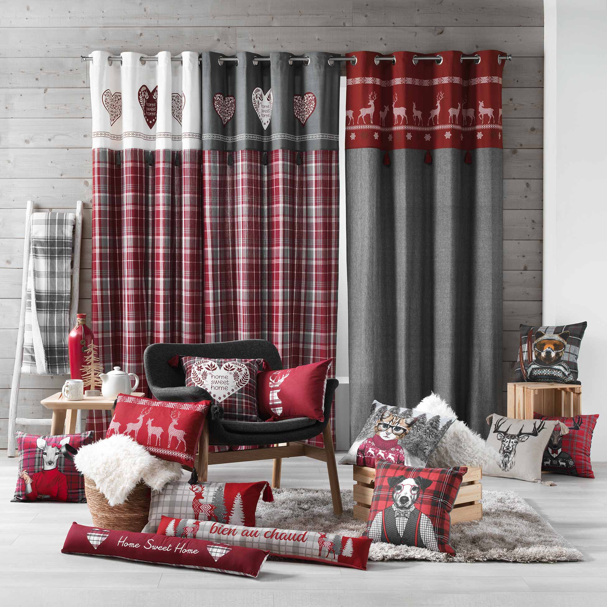 Draperie Cosy Home Rosu / Gri, 140 x 240 cm (2)