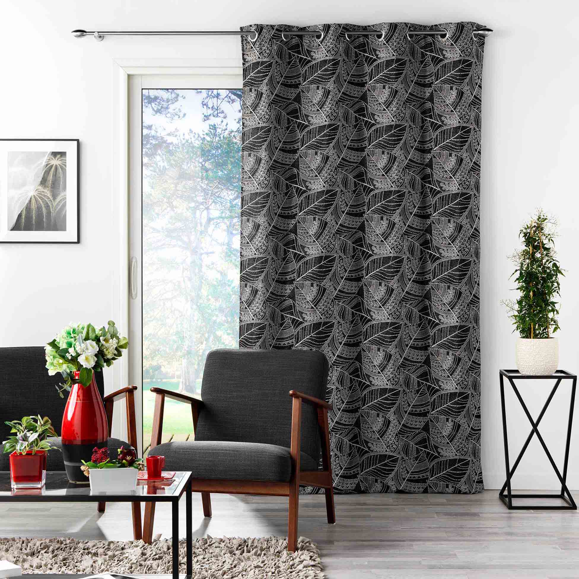 U10 Draperie Floriss Negru, 140 x 280 cm