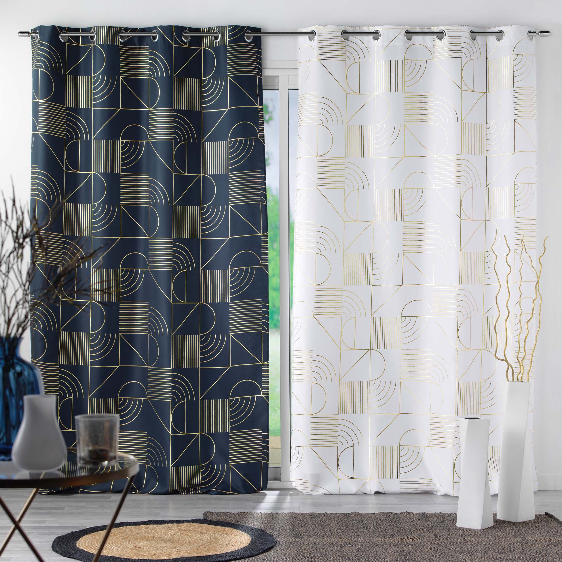 Draperie Lineor Alb / Auriu, 140 x 260 cm (1)