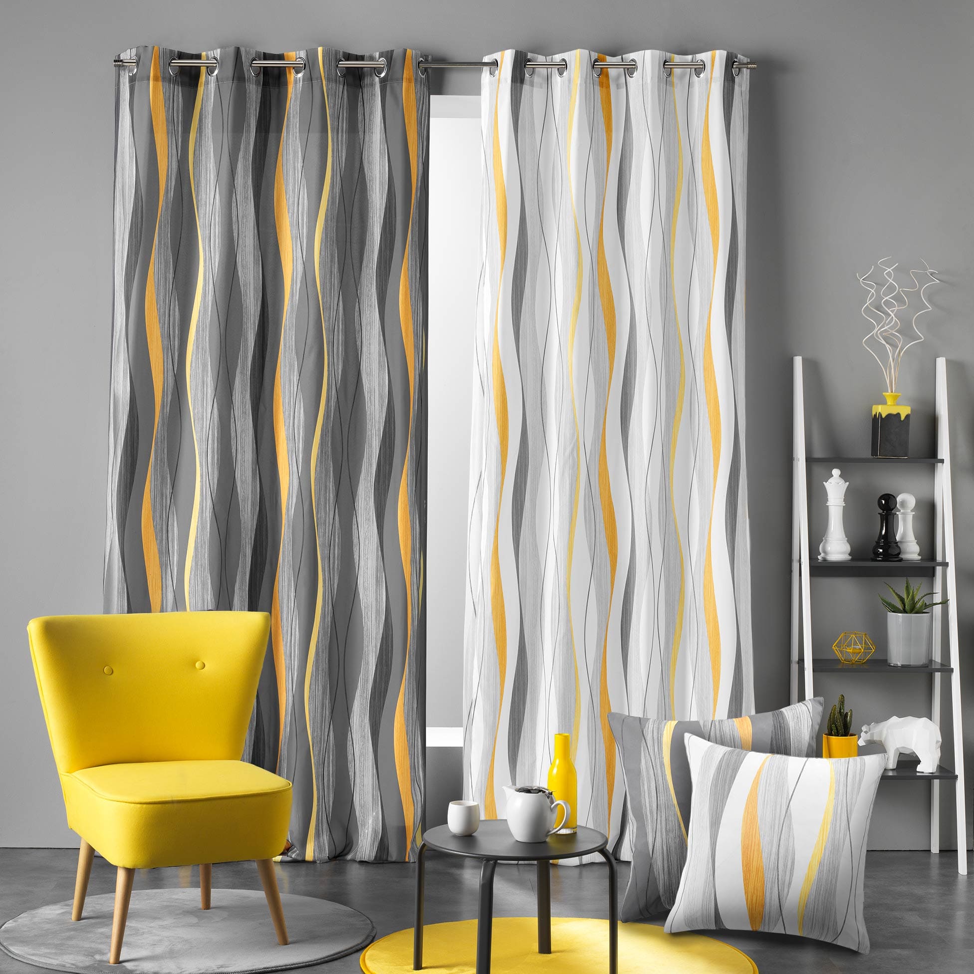 Draperie Ondulys Galben / Alb, 140 x 280 cm (1)
