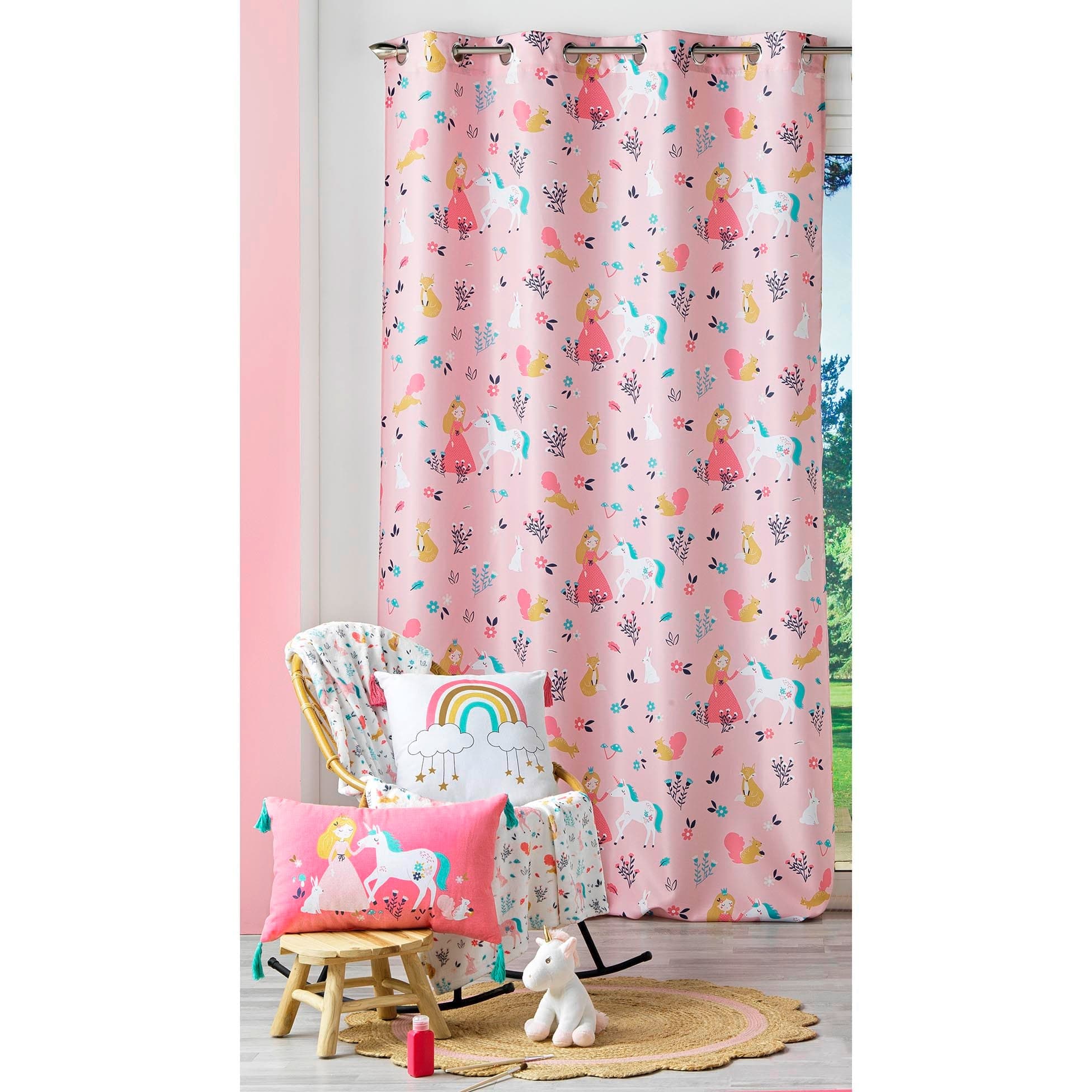 U10 Draperie Princesse Licorne Roz, 140 x 260 cm