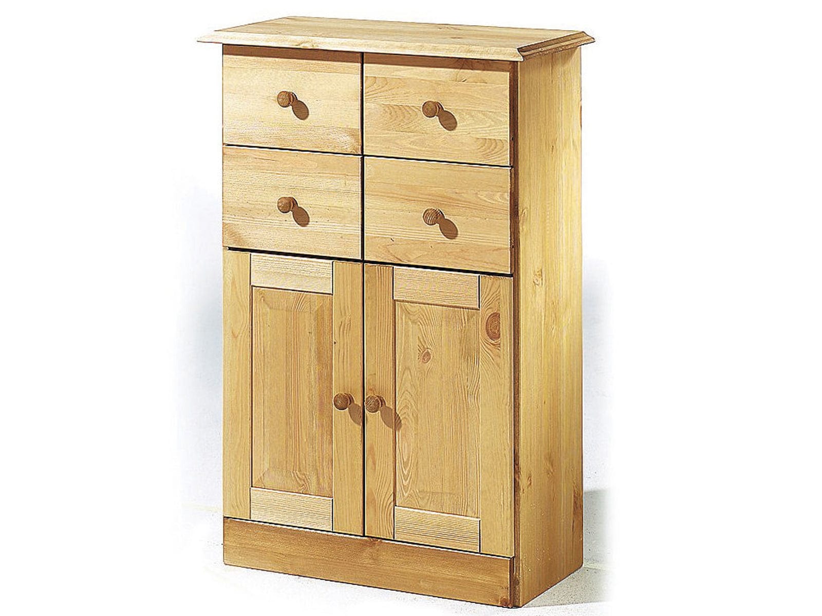 Dorel Home Dulap baie lemn de pin, cu 4 sertare si 2 usi Cornelia Natural, L60xl30xH90 cm