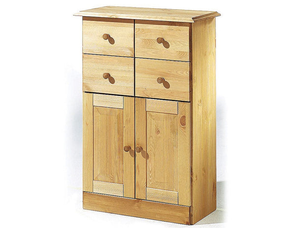 Dorel Home Dulap baie lemn de pin, cu 4 sertare si 2 usi Cornelia Natural, L60xl30xH90 cm