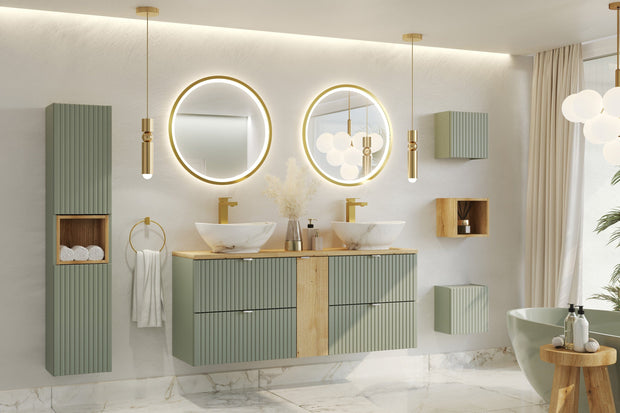 Dulap baie suspendat cu 1 usa, Line Verde, l30xA18,9xH30 cm (3)