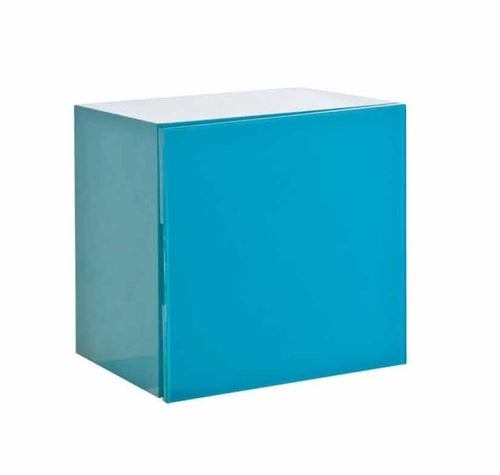 Dulap baie suspendat din MDF si sticla cu 1 usa, Orchidea Albastru, l42xA35xH42 cm