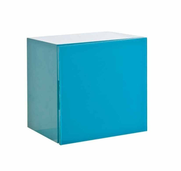 Dulap baie suspendat din MDF si sticla cu 1 usa, Orchidea Albastru, l42xA35xH42 cm