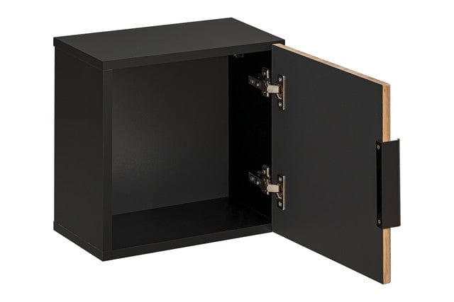 Comad Dulap baie suspendat, din pal si MDF, cu 1 usa, Xilo Stejar Wotan / Negru, l35xA22xH35 cm