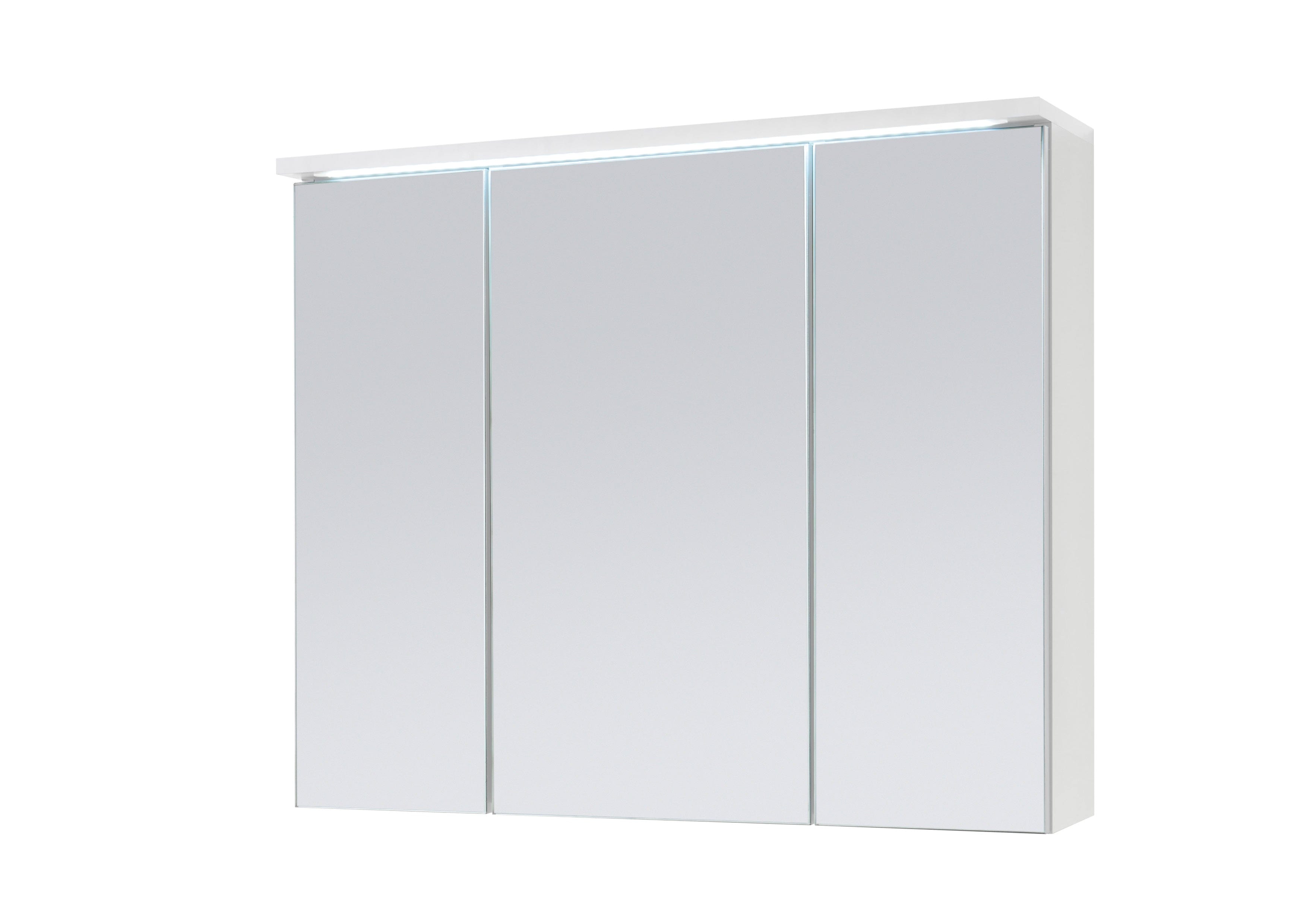 BFSummer Dulap baie suspendat Two Medium din pal, 3 usi si oglinda, cu Iluminare Led, Alb, IP20, 6500K, 157LM, l80xA22,5xH68 cm