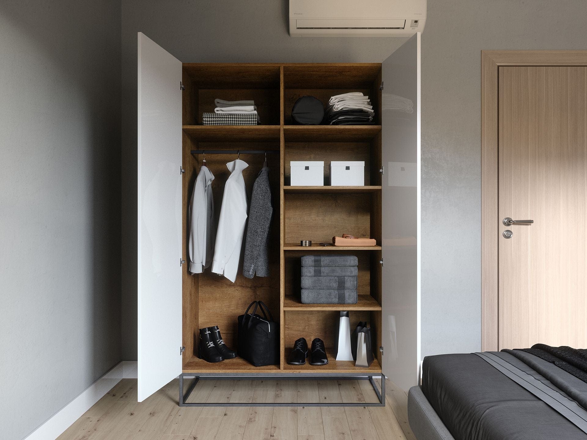 Eltap Dulap din MDF, cu 2 usi, Avorio Alb / Stejar, l120xA60xH200 cm