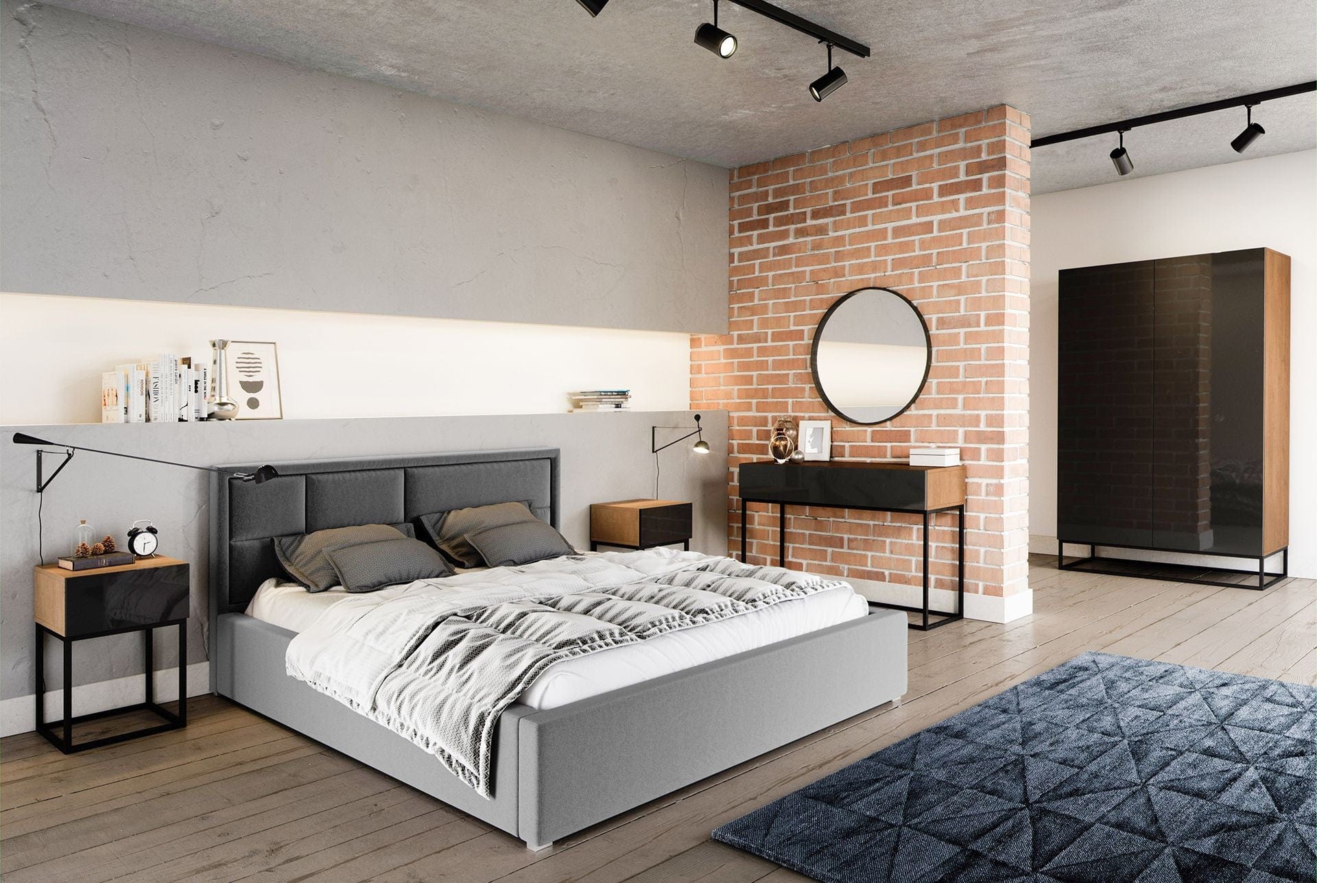 Eltap Dulap din MDF, cu 2 usi, Avorio Negru / Stejar, l120xA60xH200 cm