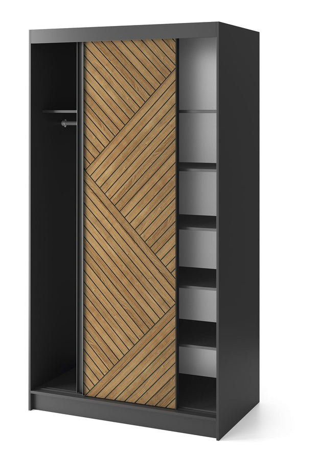 Eltap Dulap din MDF, cu 2 usi glisante, Marrphy II Stejar / Negru, l120xA60xH220 cm