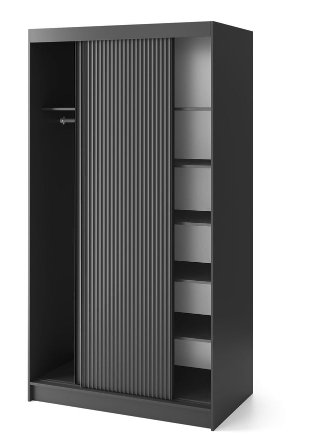 Eltap Dulap din MDF, cu 2 usi glisante, Prescco II Negru, l120xA60xH220 cm