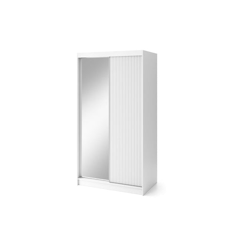 Dulap din MDF, cu 2 usi glisante si oglinda, Biancco II Alb, l120xA60xH220 cm