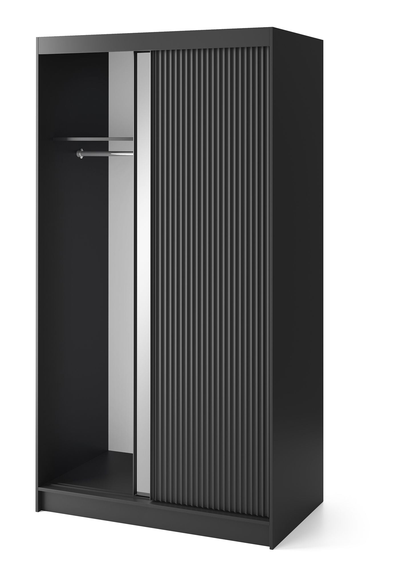 Eltap Dulap din MDF, cu 2 usi glisante si oglinda, Prescco II Negru, l120xA60xH220 cm