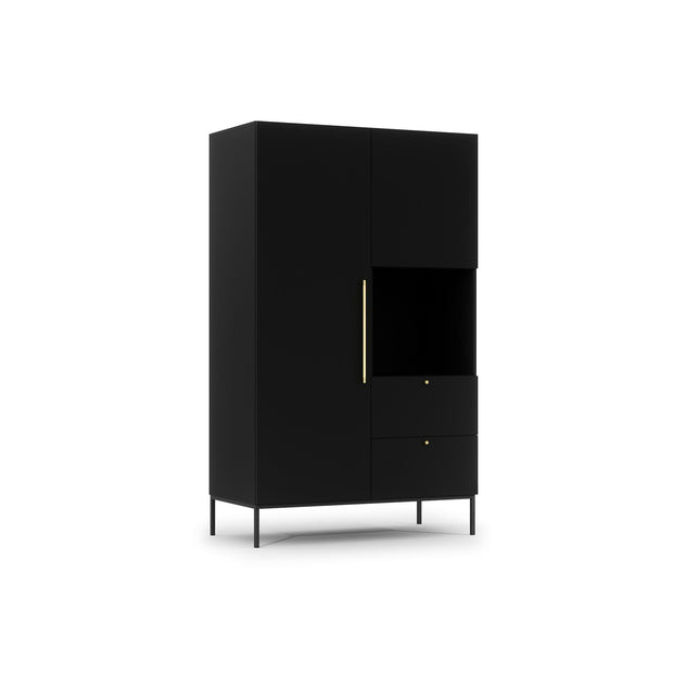 Eltap Dulap din MDF, cu 2 usi si 2 sertare, Lanzzi Negru / Auriu, l120xA60xH200 cm