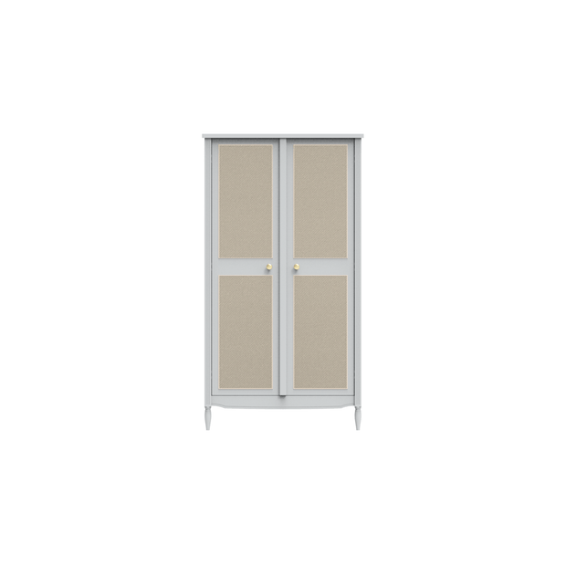 Theo Bebe Dulap din MDF, lemn si ratan, cu 2 usi, pentru bebe, Hermione Gri / Bej, l95xA52xH175 cm