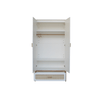 Theo Bebe Dulap din MDF, lemn si ratan, cu 2 usi si 1 sertar, pentru bebe, Oceania Alb / Natural, l90xA52xH175 cm
