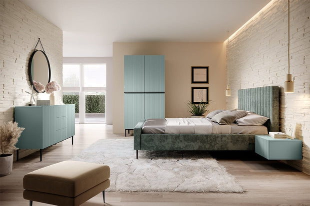 Dulap din MDF si metal, cu 2 usi si 2 sertare, Nicole 100-2D2SZ Verde Mint / Negru, l100xA62xH220 cm (1)