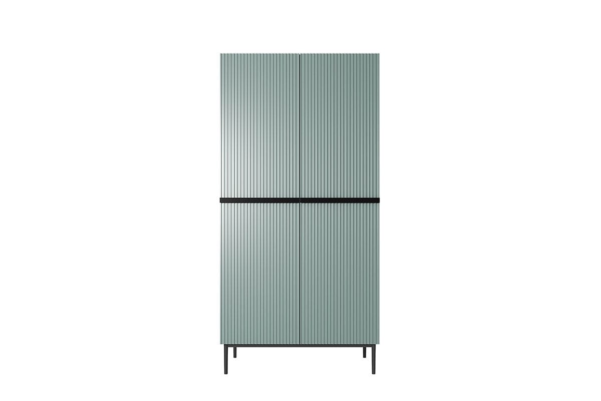 Bogart Dulap din MDF si metal, cu 2 usi si 2 sertare, Nicole 100-2D2SZ Verde Mint / Negru, l100xA62xH220 cm