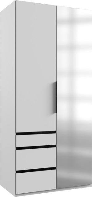 Wimex Dulap din pal, cu 2 usi, 3 sertare si oglinda, Level36 Black A Alb, l100xA58xH216 cm