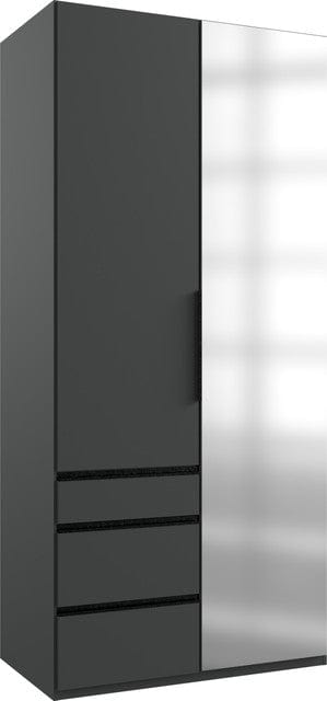 Wimex Dulap din pal, cu 2 usi, 3 sertare si oglinda, Level36 Black A Grafit, l100xA58xH216 cm