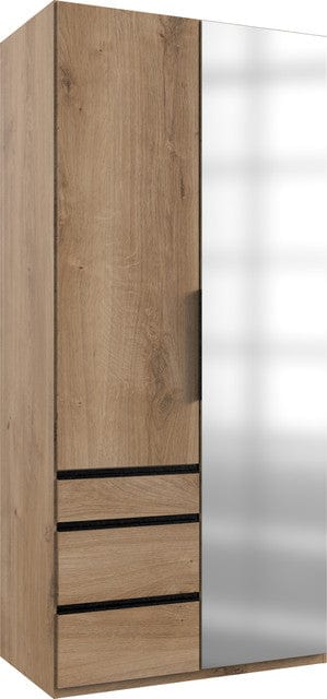 Wimex Dulap din pal, cu 2 usi, 3 sertare si oglinda, Level36 Black A Stejar, l100xA58xH216 cm