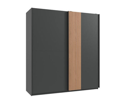 Wimex Dulap din pal, cu 2 usi glisante, Lüneburg Grafit / Stejar Artisan, l180xA65xH198 cm