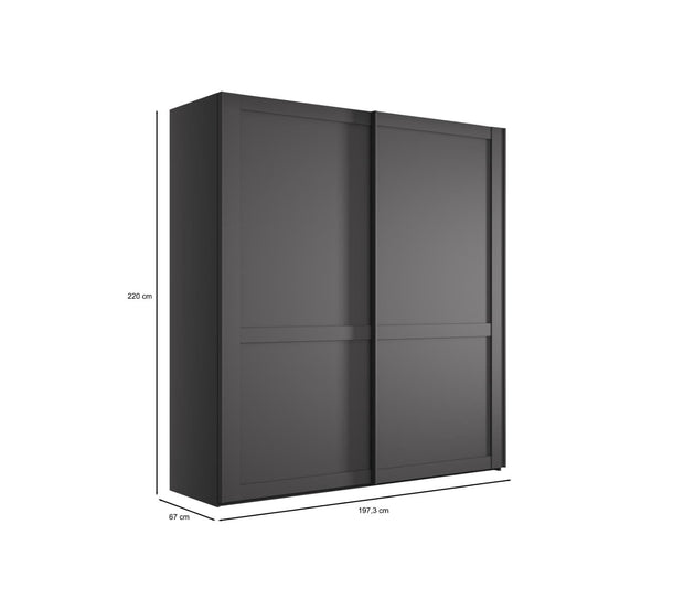 Dulap din pal cu 2 usi glisante, Marlow Grafit, l197,3xA67xH217 cm (2)