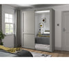 Dulap din pal, cu 2 usi glisante si oglinda, Marlow Gri, l148,9xA67xH217 cm (1)