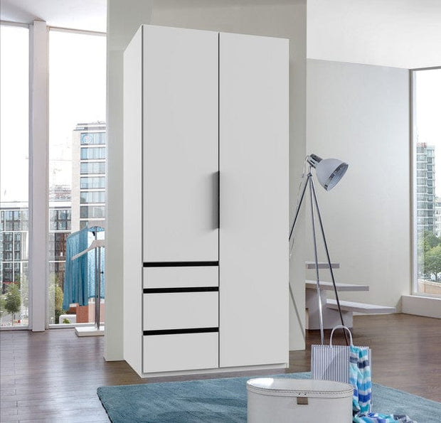 Wimex Dulap din pal, cu 2 usi si 3 sertare, Level36 Black A Alb, l100xA58xH216 cm