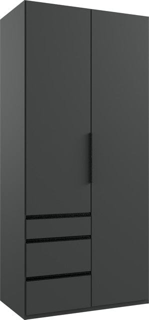 Wimex Dulap din pal, cu 2 usi si 3 sertare, Level36 Black A Grafit, l100xA58xH216 cm