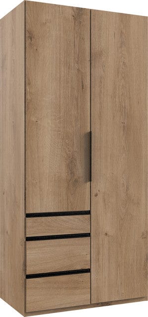 Wimex Dulap din pal, cu 2 usi si 3 sertare, Level36 Black A Stejar, l100xA58xH216 cm